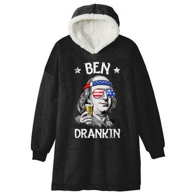 Ben Drankin 4th Of July Benjamin Franklin Usa Flag Hooded Wearable Blanket