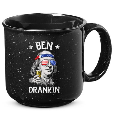 Ben Drankin 4th Of July Benjamin Franklin Usa Flag 15oz Campfire Ceramic Mug