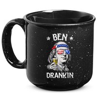 Ben Drankin 4th Of July Benjamin Franklin Usa Flag 15oz Campfire Ceramic Mug