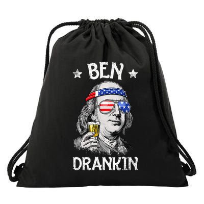 Ben Drankin 4th Of July Benjamin Franklin Usa Flag Drawstring Bag