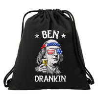Ben Drankin 4th Of July Benjamin Franklin Usa Flag Drawstring Bag