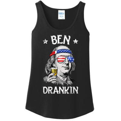 Ben Drankin 4th Of July Benjamin Franklin Usa Flag Ladies Essential Tank