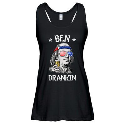 Ben Drankin 4th Of July Benjamin Franklin Usa Flag Ladies Essential Flowy Tank