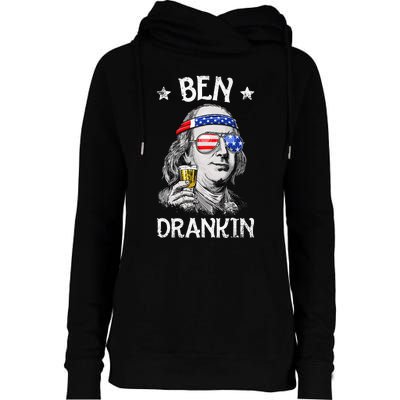 Ben Drankin 4th Of July Benjamin Franklin Usa Flag Womens Funnel Neck Pullover Hood