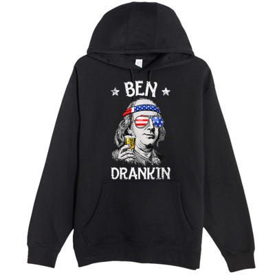 Ben Drankin 4th Of July Benjamin Franklin Usa Flag Premium Pullover Hoodie