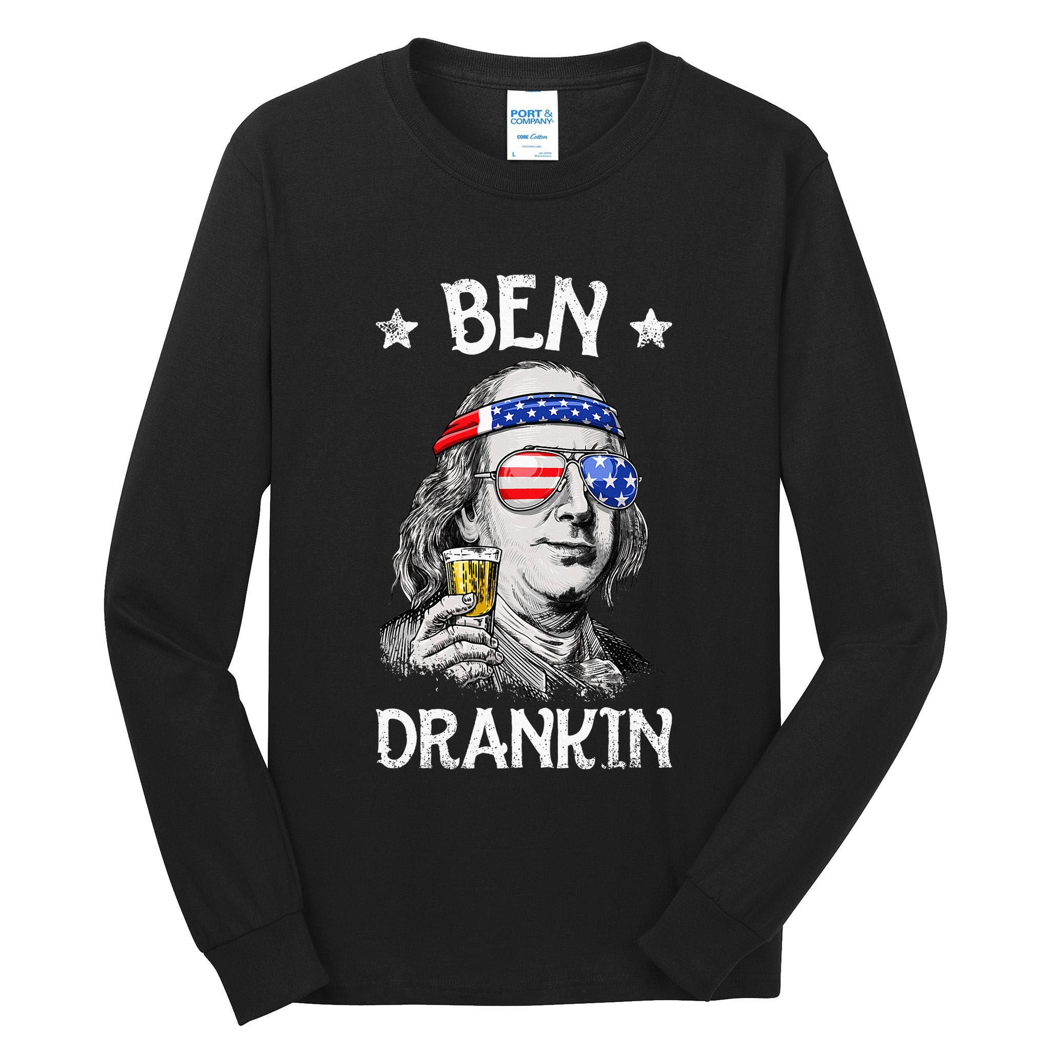 Ben Drankin 4th Of July Benjamin Franklin Usa Flag Tall Long Sleeve T-Shirt