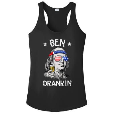 Ben Drankin 4th Of July Benjamin Franklin Usa Flag Ladies PosiCharge Competitor Racerback Tank