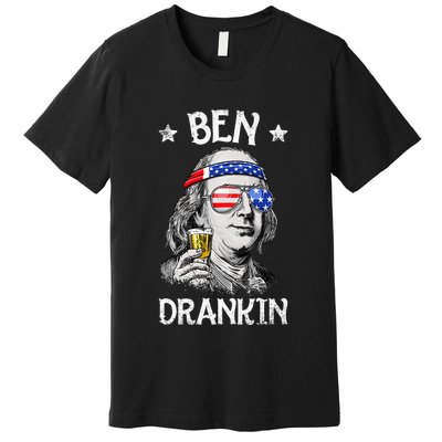 Ben Drankin 4th Of July Benjamin Franklin Usa Flag Premium T-Shirt
