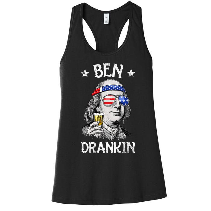 Ben Drankin 4th Of July Benjamin Franklin Usa Flag Women's Racerback Tank