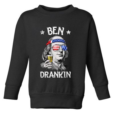 Ben Drankin 4th Of July Benjamin Franklin Usa Flag Toddler Sweatshirt