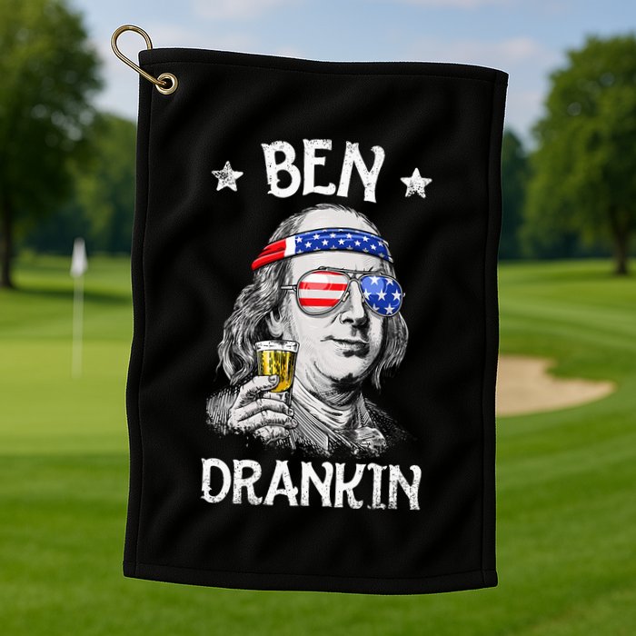 Ben Drankin 4th Of July Benjamin Franklin Usa Flag Golf Towel