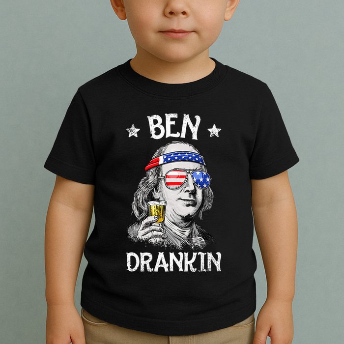Ben Drankin 4th Of July Benjamin Franklin Usa Flag Toddler T-Shirt