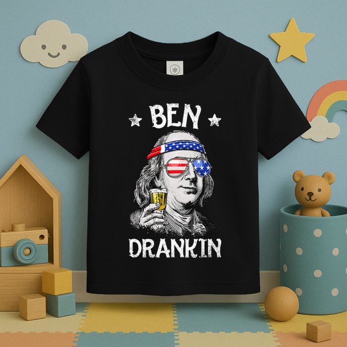 Ben Drankin 4th Of July Benjamin Franklin Usa Flag Toddler T-Shirt