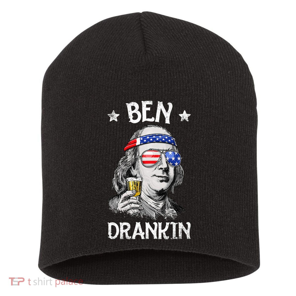 Ben Drankin 4th Of July Benjamin Franklin Usa Flag Short Acrylic Beanie