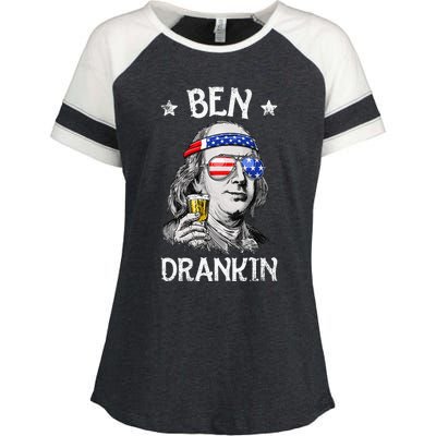 Ben Drankin 4th Of July Benjamin Franklin Usa Flag Enza Ladies Jersey Colorblock Tee