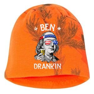 Ben Drankin 4th Of July Benjamin Franklin Usa Flag Kati - Camo Knit Beanie