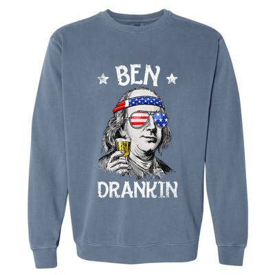 Ben Drankin 4th Of July Benjamin Franklin Usa Flag Garment-Dyed Sweatshirt