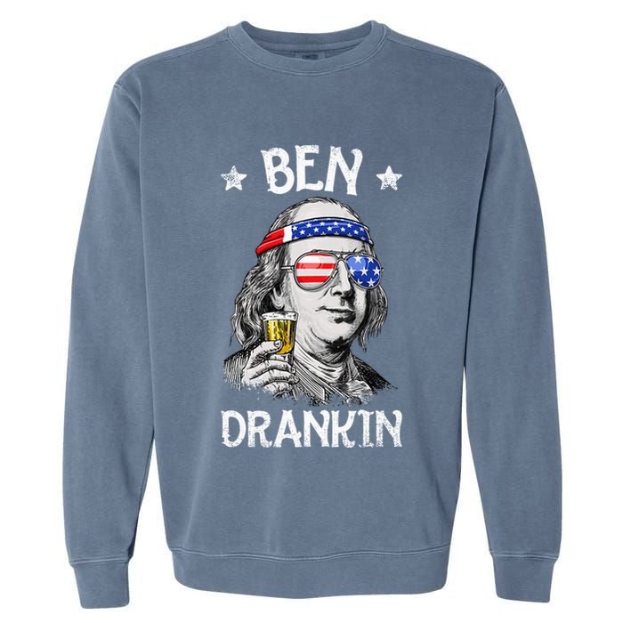 Ben Drankin 4th Of July Benjamin Franklin Usa Flag Garment-Dyed Sweatshirt