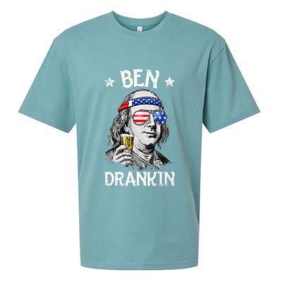 Ben Drankin 4th Of July Benjamin Franklin Usa Flag Sueded Cloud Jersey T-Shirt