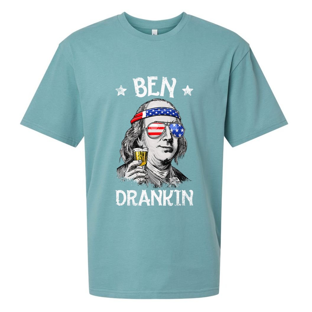 Ben Drankin 4th Of July Benjamin Franklin Usa Flag Sueded Cloud Jersey T-Shirt