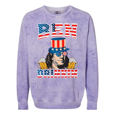 Ben Drankin 4th Of July Benjamin Franklin Usa Flag Gift Colorblast Crewneck Sweatshirt