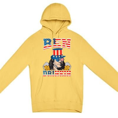 Ben Drankin 4th Of July Benjamin Franklin Usa Flag Gift Premium Pullover Hoodie