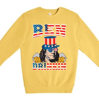 Ben Drankin 4th Of July Benjamin Franklin Usa Flag Gift Premium Crewneck Sweatshirt