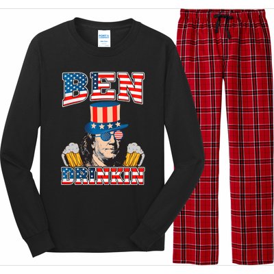 Ben Drankin 4th Of July Benjamin Franklin Usa Flag Gift Long Sleeve Pajama Set