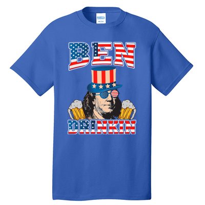 Ben Drankin 4th Of July Benjamin Franklin Usa Flag Gift Tall T-Shirt