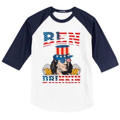 Ben Drankin 4th Of July Benjamin Franklin Usa Flag Gift Baseball Sleeve Shirt