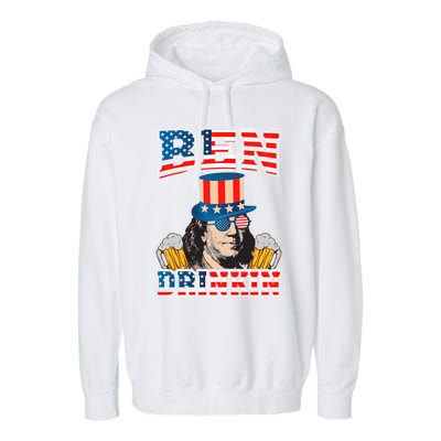 Ben Drankin 4th Of July Benjamin Franklin Usa Flag Gift Garment-Dyed Fleece Hoodie