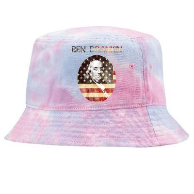 Ben Drankin 4th Of July Funny Benjamin Franklin Cool Gift Tie-Dyed Bucket Hat