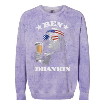 Ben Drankin 4th Of July Patriotic Us Flag Ben Drankin Cute Gift Colorblast Crewneck Sweatshirt