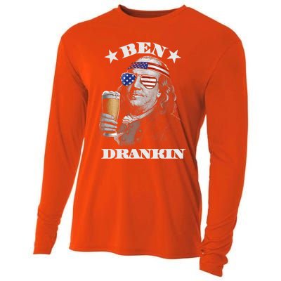 Ben Drankin 4th Of July Patriotic Us Flag Ben Drankin Cute Gift Cooling Performance Long Sleeve Crew