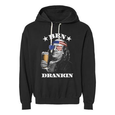 Ben Drankin 4th Of July Patriotic Us Flag Ben Drankin Cute Gift Garment-Dyed Fleece Hoodie