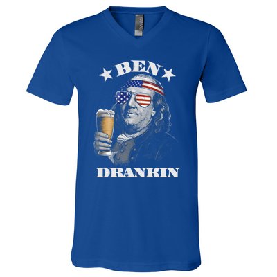 Ben Drankin 4th Of July Patriotic Us Flag Ben Drankin Cute Gift V-Neck T-Shirt