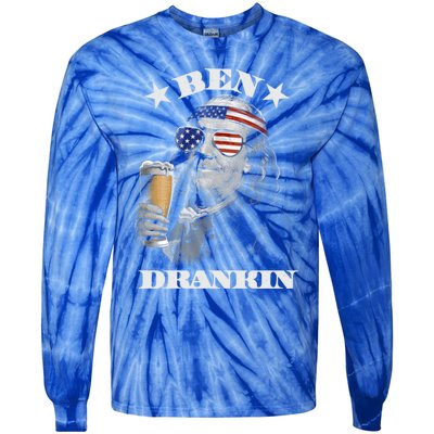 Ben Drankin 4th Of July Patriotic Us Flag Ben Drankin Cute Gift Tie-Dye Long Sleeve Shirt