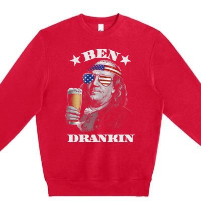 Ben Drankin 4th Of July Patriotic Us Flag Ben Drankin Cute Gift Premium Crewneck Sweatshirt