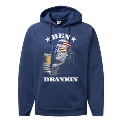 Ben Drankin 4th Of July Patriotic Us Flag Ben Drankin Cute Gift Performance Fleece Hoodie