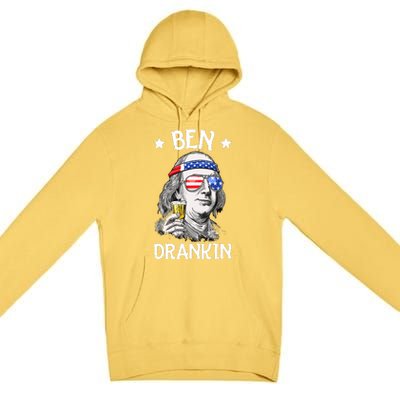 Ben Drankin 4th Of July Benjamin Franklin Men Women USA Flag Premium Pullover Hoodie