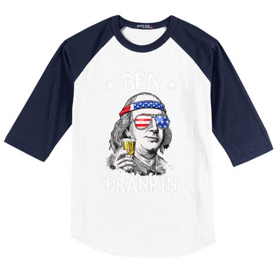 Ben Drankin 4th Of July Benjamin Franklin Men Women USA Flag Baseball Sleeve Shirt