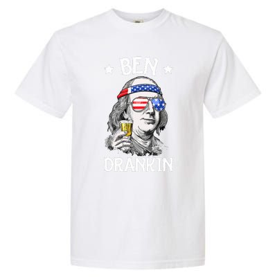 Ben Drankin 4th Of July Benjamin Franklin Men Women USA Flag Garment-Dyed Heavyweight T-Shirt