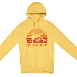 Brother Dinosaur 4 Funny Big Little Brothersaurus Gift Premium Pullover Hoodie