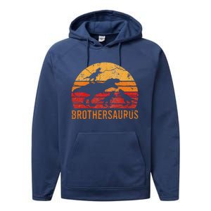 Brother Dinosaur 4 Funny Big Little Brothersaurus Gift Performance Fleece Hoodie