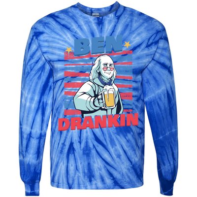 Ben Drankin American Veteran Independence Day Gift Tie-Dye Long Sleeve Shirt