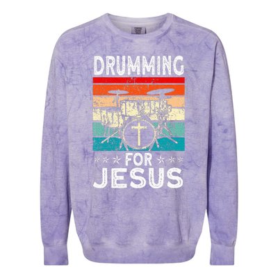 Best Drumming Art For Women Drummer Drum Drumming Jesus Colorblast Crewneck Sweatshirt