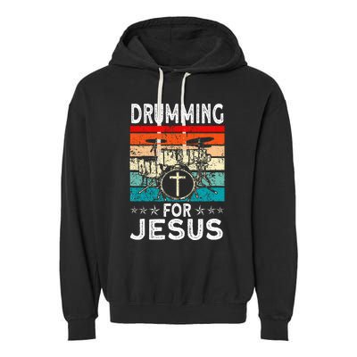 Best Drumming Art For Women Drummer Drum Drumming Jesus Garment-Dyed Fleece Hoodie