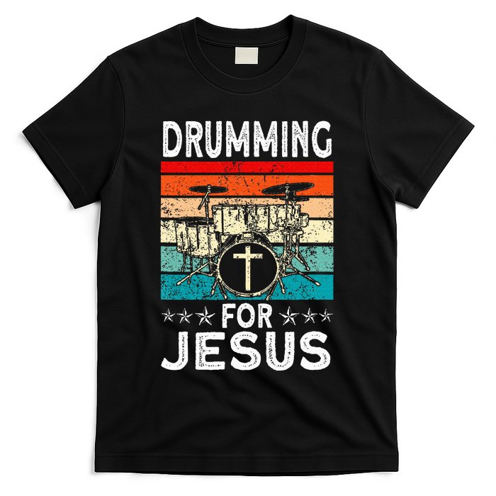 Best Drumming Art For Women Drummer Drum Drumming Jesus T-Shirt