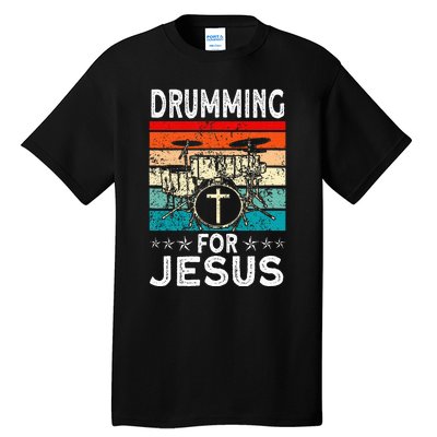 Best Drumming Art For Women Drummer Drum Drumming Jesus Tall T-Shirt