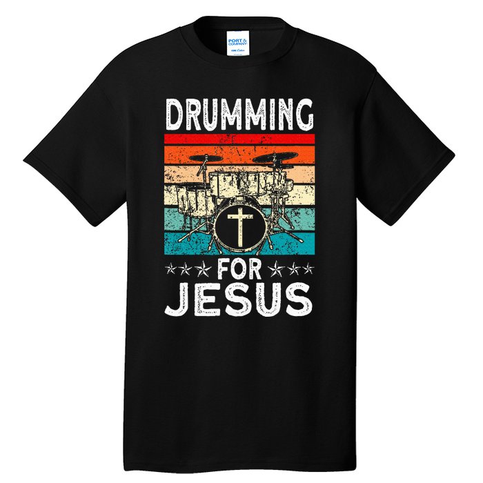 Best Drumming Art For Women Drummer Drum Drumming Jesus Tall T-Shirt